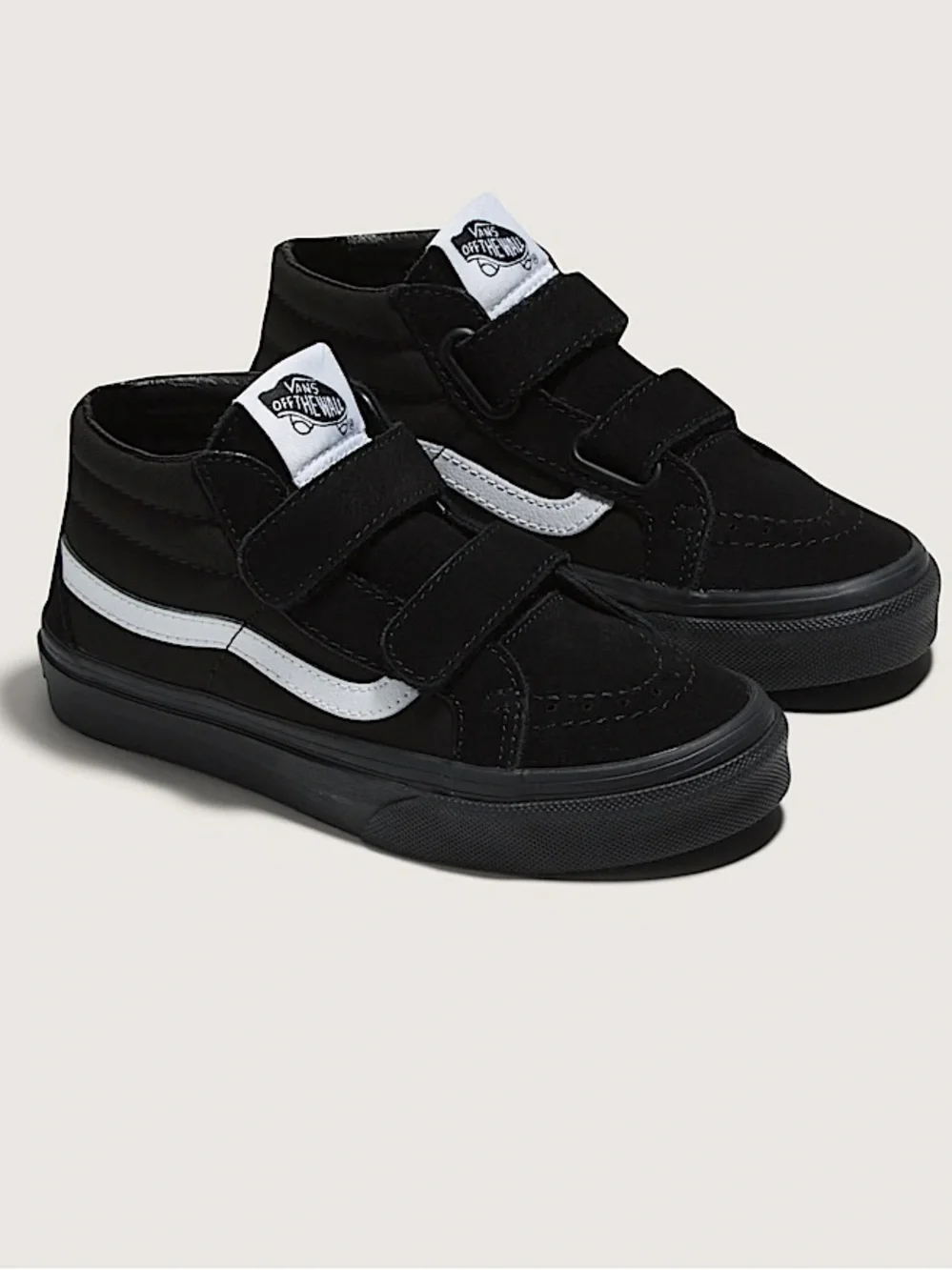 Vans Little Kids Sk8-Mid V Shoe Black Velcro Sneakers! Side 2.5.